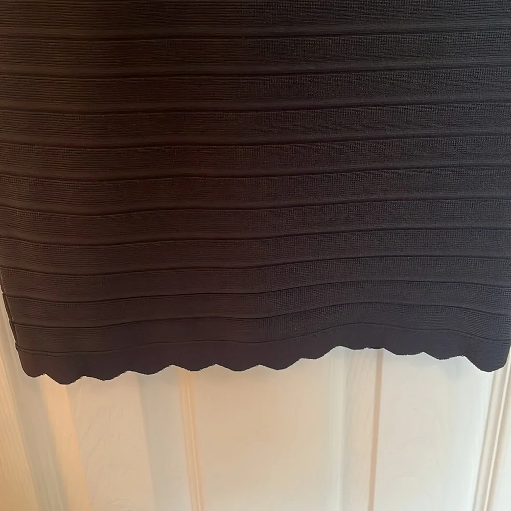 Herve Leger Lotus Cold Shoulder Scallop Hem Bandage Dress